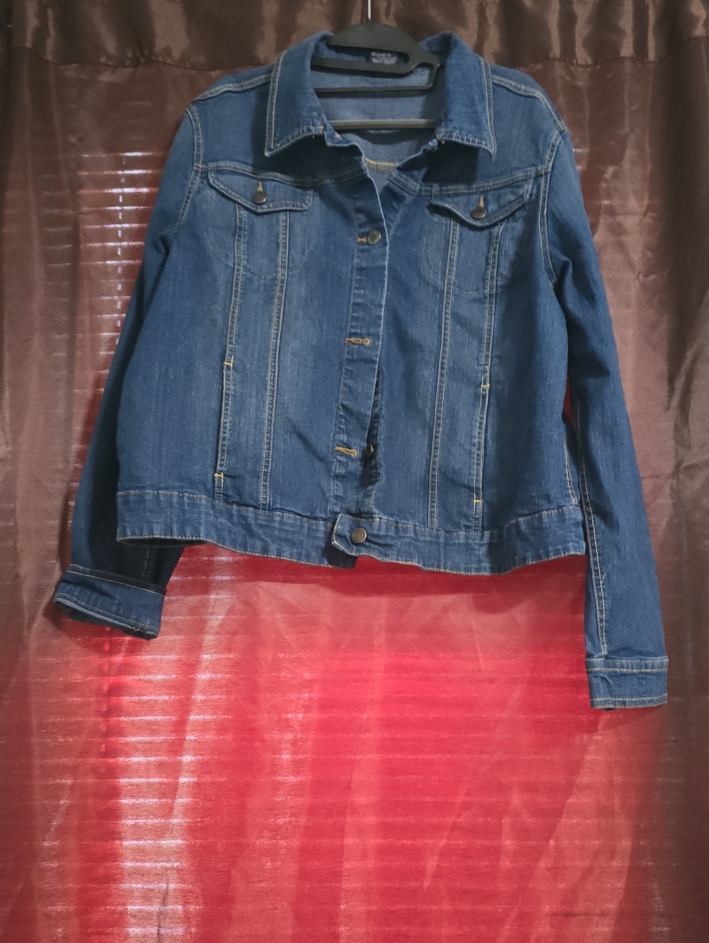 Faded Glory Women's 20W Denim Jacket Blue Stretch Button Front Plus Size